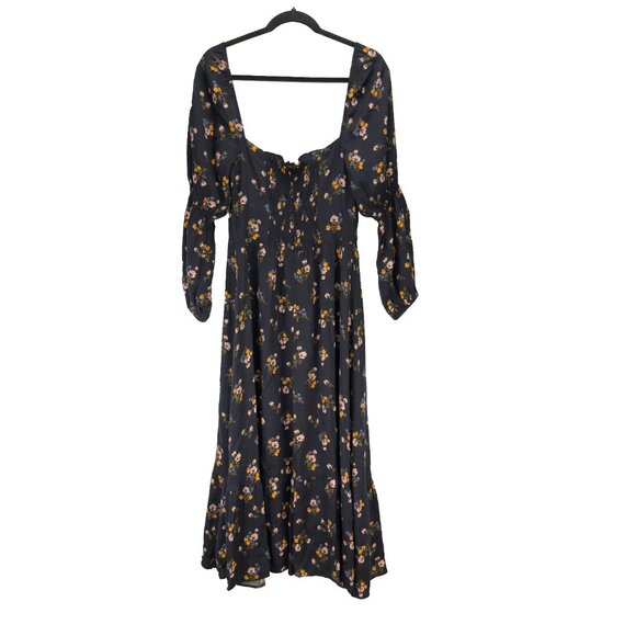 REFORMATION Mica Floral Midi Smocked Puff Sleeves Dress in Evita size 6/8 - Picture 7 of 11